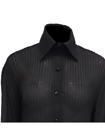 Dolce & Gabbana Dolce and Gabbana Collared Sheer Longsleeve Blouse in Black Viscose (view 2)