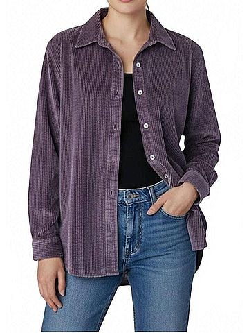 Keren Hart Oversized Corduroy Shirt in Purple (view 2)