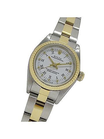 Rolex Rolex Oyster Perpetual 76193 K-serial women's watch, brand name, automatic winding, stainless steel (SS), gold (YG), and white combination. (view 1)