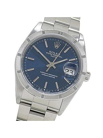 Rolex Rolex Oyster Perpetual Date 15210 (Y-serial) Men's Automatic Watch, Stainless Steel (SS), Silver &amp; Blue Frame. (view 1)