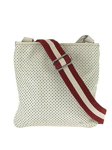 Bally BALLY Perforated Leather Shoulder Bag/Messenger Bag for Women - White/Ivory with Silver Hardware (view 1)