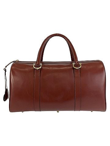 Cartier CARTIER Vintage Must Line Wine Red Leather Boston Bag Handbag for Women (view 1)