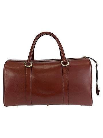 Cartier CARTIER Vintage Must Line Wine Red Leather Boston Bag Handbag for Women (view 2)