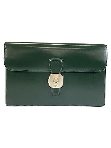 Dunhill Dunhill Green Leather Clutch Bag with Silver Hardware - Men's (view 1)