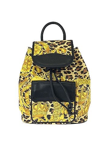 Versace VERSACE Vintage Baroque Pattern Yellow Black Gold Hardware Leather Backpack for Women (view 1)