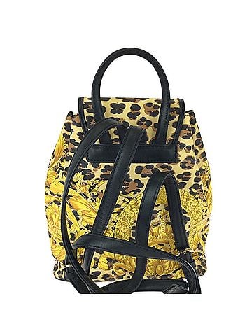 Versace VERSACE Vintage Baroque Pattern Yellow Black Gold Hardware Leather Backpack for Women (view 2)