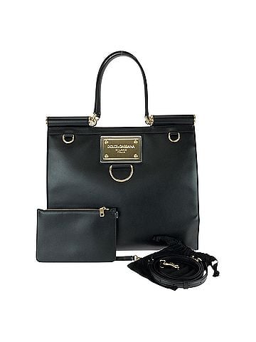Dolce & Gabbana Dolce &amp; Gabbana DOLCE&amp;GABBANA Sicily 2-way Black Leather Tote Bag with Gold Hardware - Business Bag/Shoulder for Men (view 1)