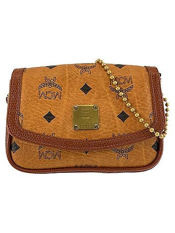 MCM MCM Vintage Visetos Brown Gold Hardware Chain Shoulder Bag Pouch for Women (view 1)