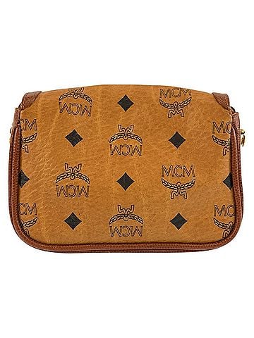 MCM MCM Vintage Visetos Brown Gold Hardware Chain Shoulder Bag Pouch for Women (view 2)