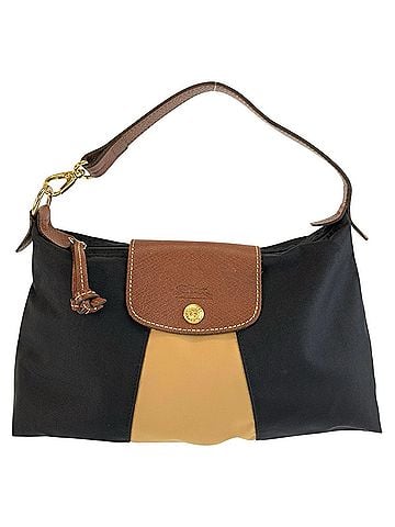 Longchamp Longchamp black and brown nylon handbag with gold hardware for women. (view 1)