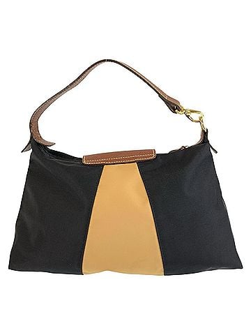 Longchamp Longchamp black and brown nylon handbag with gold hardware for women. (view 2)
