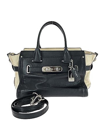 Coach COACH Swagger 27 2-way bag, black and white, silver hardware, leather, 55193, handbag/shoulder women's. (view 1)