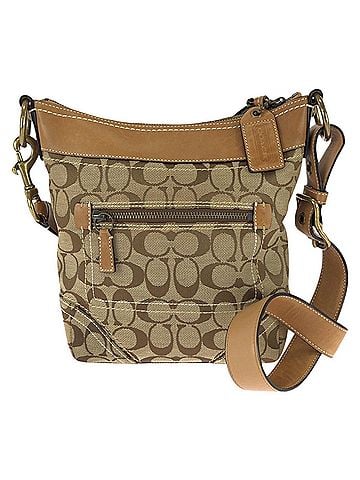Coach COACH Signature Shoulder Bag for Women, Beige/Brown with Gold Hardware, Canvas and Leather, 10402 (view 2)