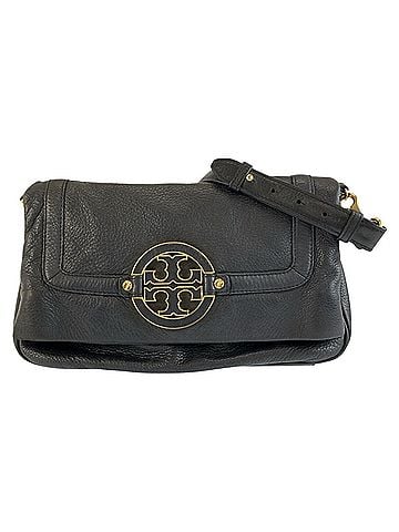 Tory Burch Tory Burch Amanda Foldover Black Leather Shoulder Bag/Clutch Bag with Gold Hardware for Women (view 1)