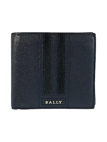 Bally BALLY (Bally) Navy Leather Folding Wallet with Silver Hardware - Compact for Men (view 1)
