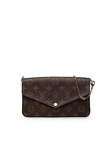 Louis Vuitton Louis Vuitton Monogram Pochette Felicie Chain Shoulder Bag M61276 Brown Fuchsia Leather Women's LOUIS VUITTON (view 1)