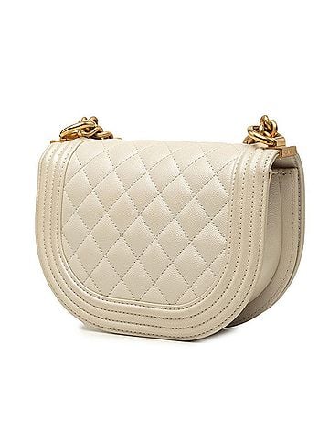 Chanel Chanel Coco Mark Boy Chain Shoulder Bag, White/Ivory, Gold Hardware, Caviar Leather, Women's. (view 2)