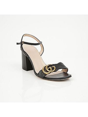 Gucci Gg Marmont Leather Mid-heel Women's Sandals Black (view 2)
