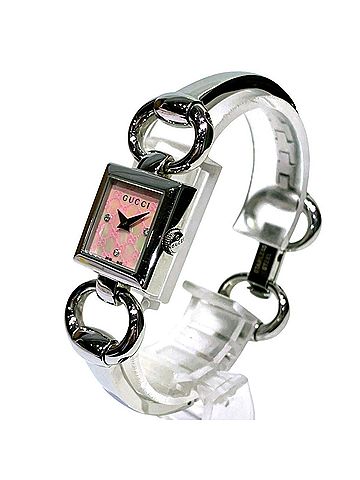 Gucci Gucci Tornabuoni watch, total weight 38.0g, stainless steel, quartz movement, mother-of-pearl and pink dial, model number 120SST. (view 2)