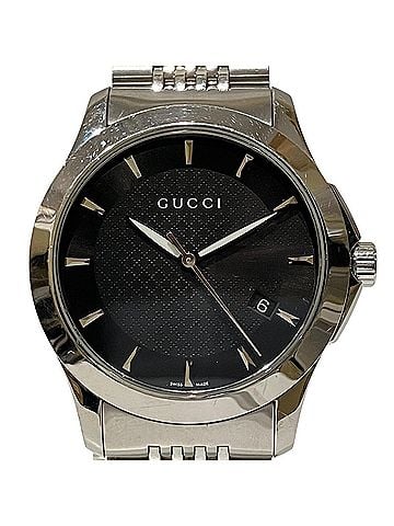 Gucci Gucci G-Timeless watch, total weight 103g, stainless steel, quartz movement, black dial, 126.4 (view 1)