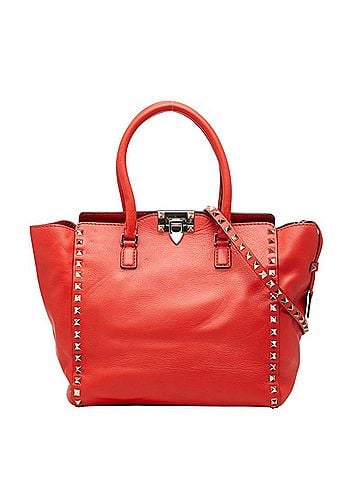 Valentino Valentino Rockstud Handbag Shoulder Bag 2-Way Red Leather Women's (view 1)