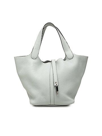 Hermès Hermes Picotin Lock handbag, Y stamp, blue-gray, silver hardware, Taurillon Clemence leather, women's. (view 1)