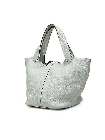 Hermès Hermes Picotin Lock handbag, Y stamp, blue-gray, silver hardware, Taurillon Clemence leather, women's. (view 2)