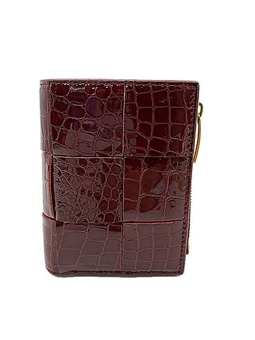 Bottega Veneta BOTTEGA VENETA Cassette Compact Wallet 706010 Bi-fold Bordeaux Calf Leather Women's (view 1)