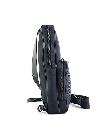 Bottega Veneta Bottega Veneta Body Bag, Intrecciato Nylon Canvas Leather, Black, Men's, h32518i (view 2)