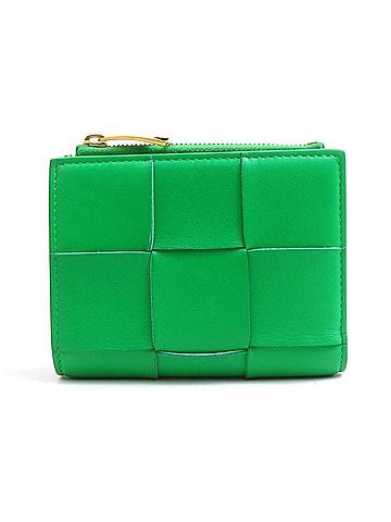 Bottega Veneta Bottega Veneta bi-fold wallet, leather, green and gold, women's, e62227i (view 1)