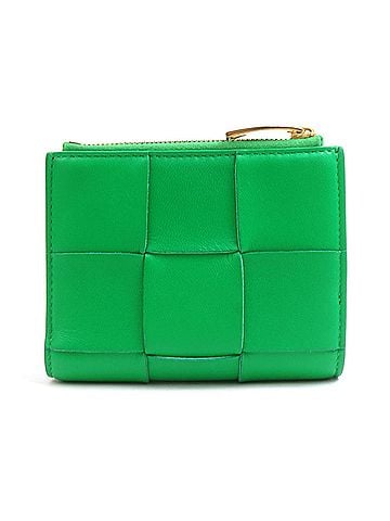 Bottega Veneta Bottega Veneta bi-fold wallet, leather, green and gold, women's, e62227i (view 2)