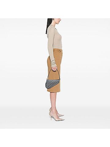 Dior Mini Diorissimo Canvas Saddle Pochette (view 2)