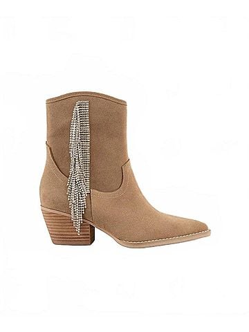 Oasis Society Women's Rowan Rhinestone Fringe Booties (view 1)