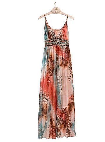 Boston Proper Boston Proper Embellished Tye Dye Maxi Dress Size 8 Casual Dress (view 2)