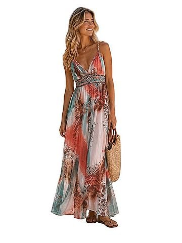 Boston Proper Boston Proper Embellished Tye Dye Maxi Dress Size 8 Casual Dress (view 1)