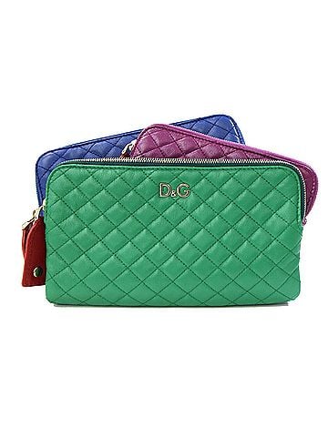 Dolce & Gabbana Dolce &amp; Gabbana Clutch Bag, Green, Purple, Blue Leather Quilted Handbag Pouch, D&amp;G, Women's, DOLCE GABBANA (view 1)
