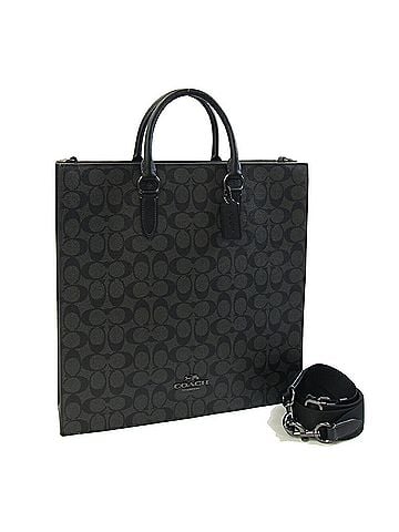 Coach Coach Signature Dylan Large Tote CR314 Gray Black Leather Shoulder Bag for Men | Handbag, Bag, 2-way (view 1)
