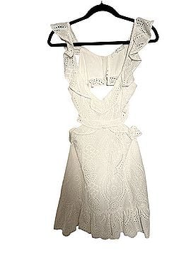 Astr White Eyelet Cutout Ruffle Dress Casual Dress (view 1)