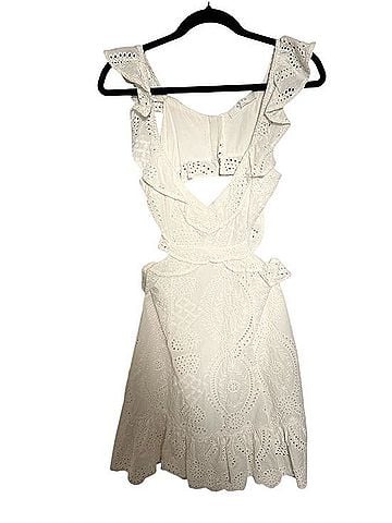 Astr White Eyelet Cutout Ruffle Dress Casual Dress (view 1)