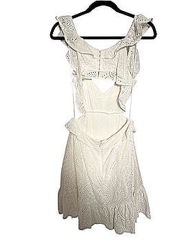 Astr White Eyelet Cutout Ruffle Dress Casual Dress (view 2)