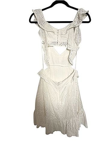 Astr White Eyelet Cutout Ruffle Dress Casual Dress (view 2)