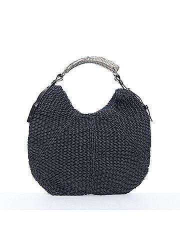 Saint Laurent Yves Saint Laurent Black Raffia Horn Hobo Bag (view 1)