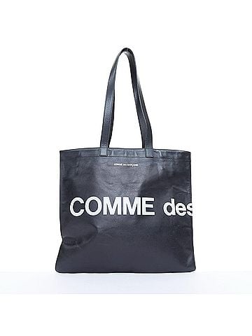 Comme des Garçons Comme Des Garcons Black Leather Huge Logo Shopper Tote Bag (view 1)