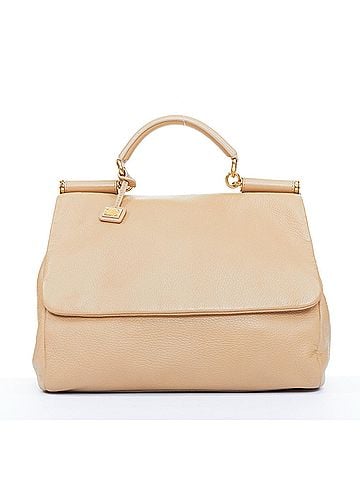 Dolce & Gabbana Dolce &amp; Gabbana Beige Grained Leather Miss Sicily Satchel Bag (view 1)