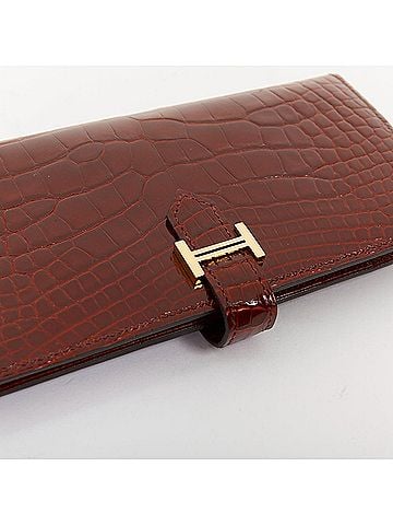 Hermès Hermes Red Scaled Leather Long Wallet (view 2)