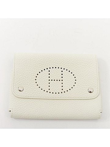 Hermès Hermes White Clemence Leather Card Holder (view 1)