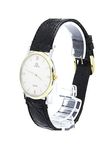 Omega OMEGA De Ville Gold Plated Steel Leather Quartz Mens Watch 195.2378 Polished (view 2)
