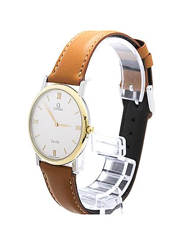 Omega OMEGA De Ville Gold Plated Steel Leather Quartz Mens Watch 195.2378 Polished (view 2)