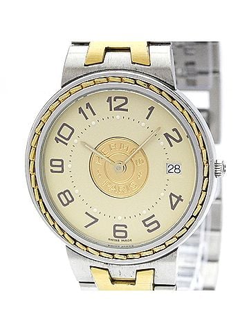 Hermès HERMES Sellier Gold Plated Steel Quartz Ladies Watch Polished (view 1)