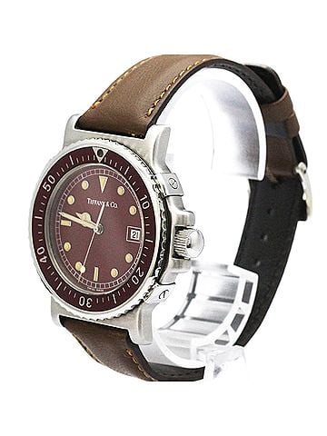 Tiffany & Co. TIFFANY Diver Quartz Steel Leather Quartz Mens Watch M0710 Polished (view 2)
